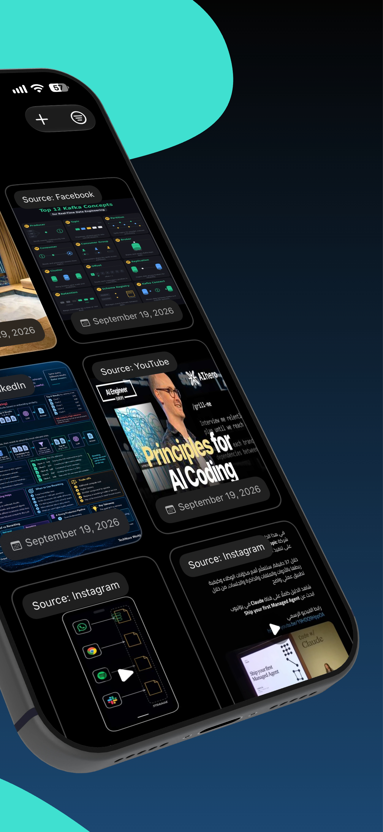 App Store screenshot: One feed, every app — Reelcove library screen.